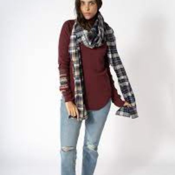 Preloved Ashley Scarf - Teal, Tan, Purple, Maroon - Picture 4 of 10